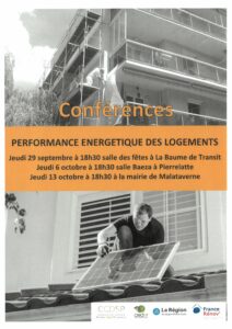 Conférence Performance énergétique des logements le 29 septembre à 18h30 salle des fêtes La Baume de Transit