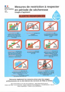 Mesures de restriction à respecter en période de sécheresse – Alerte Renforcée