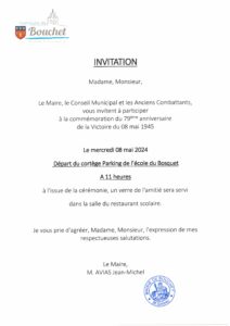Invitation Commémoration 8 mai