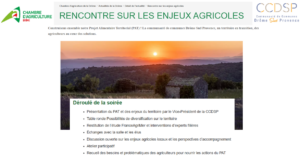 Information CCDSP pour les agriculteurs – Rencontre sur les enjeux agricoles vendredi 28/03