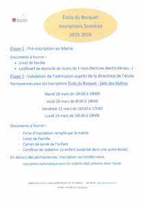 Inscriptions scolaires 2025-2026