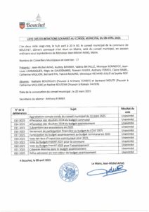 Liste des délibérations soumises au conseil municipal le 08 avril 2025