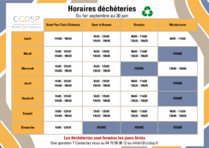 Horaires de la déchetterie de Suze la Rousse
