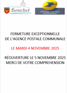 FERMUTURE EXCEPTIONNELLE DE L’AGENCE POSTALE COMMUNALE LE 4 NOVEMBRE 2025