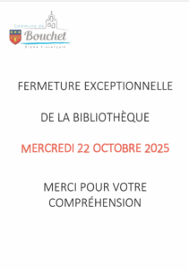 Fermeture exceptionnelle de la Bibliothèque du 22 octobre 2025