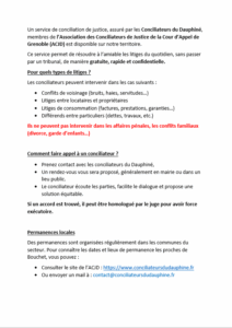 INFORMATION CONCILIATEURS DE JUSTICE