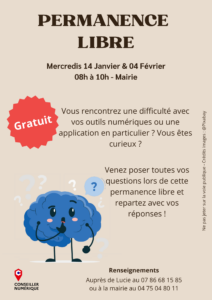 PERMANENCE LIBRE - 8h00 à 10h00 en Maire