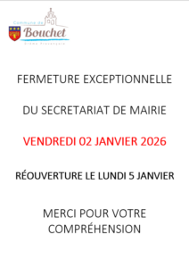 Fermeture exceptionnelle du Secrétariat de Mairie