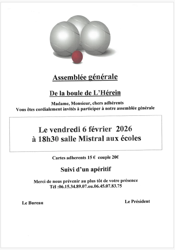 Assemblée Générale de la Boule de l'Hérein