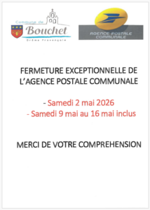 Fermeture exceptionnelle de l&rsquo;agence postale communale